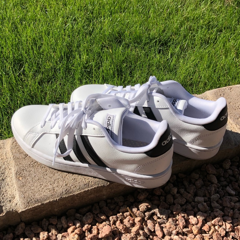 Adidas Grand Court Sneaker (white with black stripes)